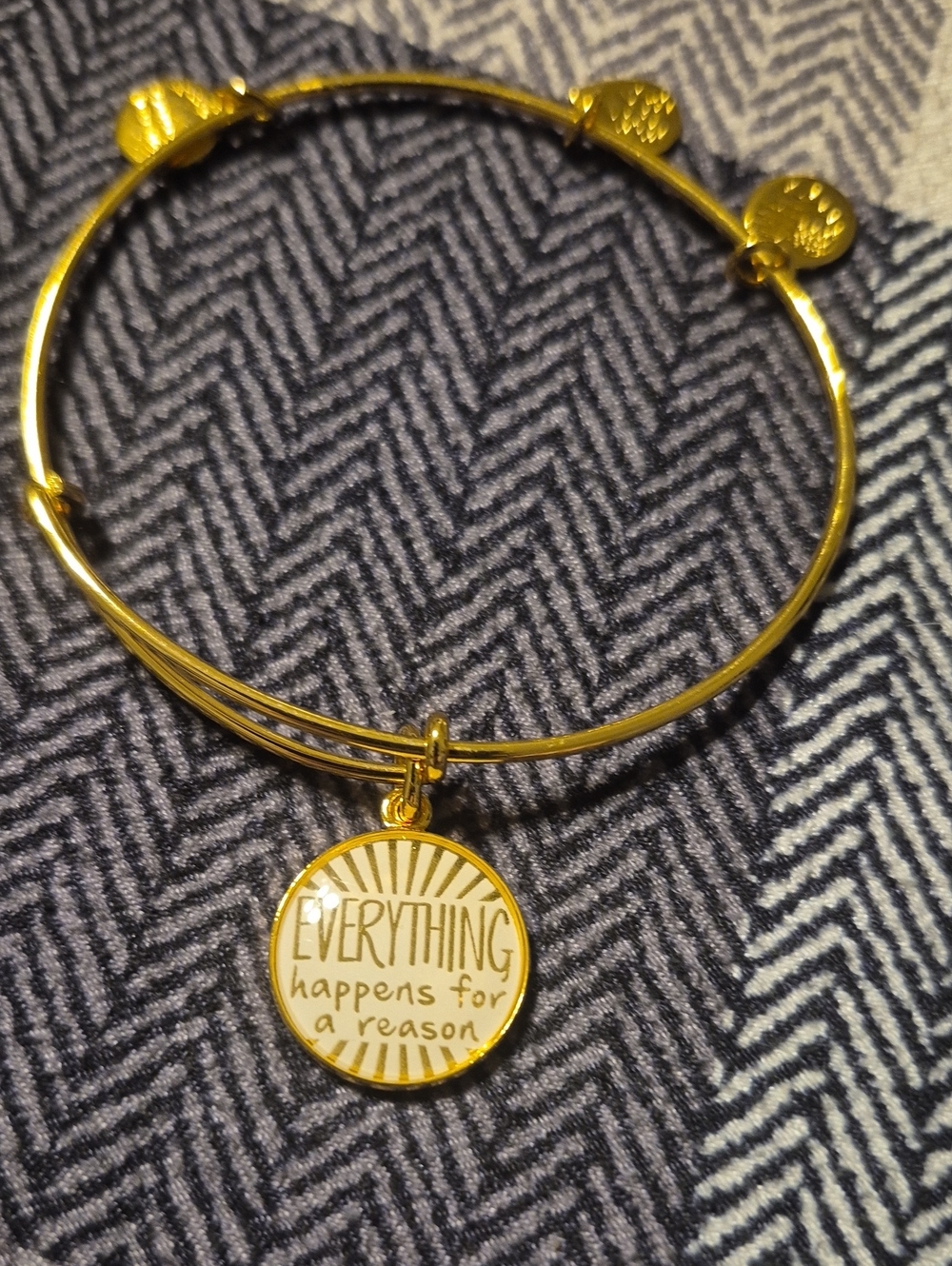 Alex and Ani Gold-tone 'Everything Happens for a Reason' Enamel Charm Bangle